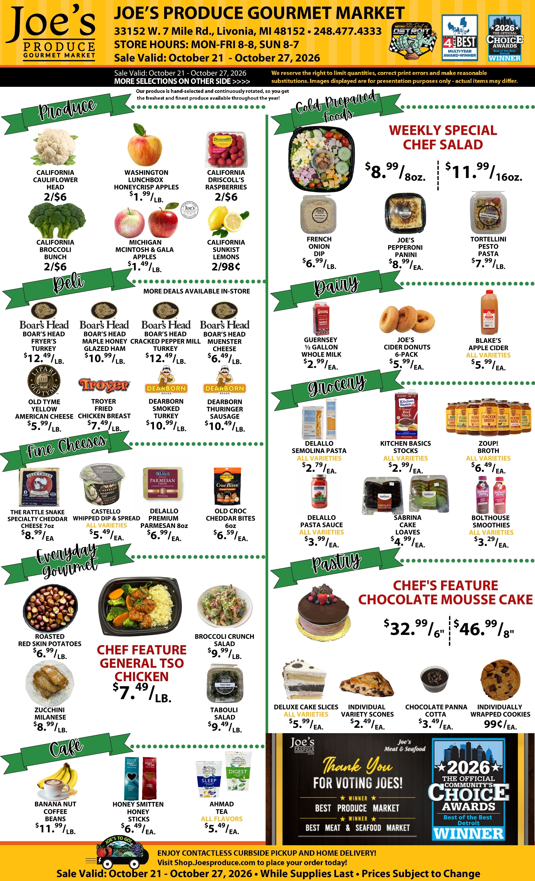 Joe's Produce Gourmet Market Weekly Ad October 21 - 27, 2026