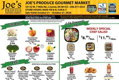 Joe's Produce Gourmet Market Weekly Ad October 21 - 27, 2026