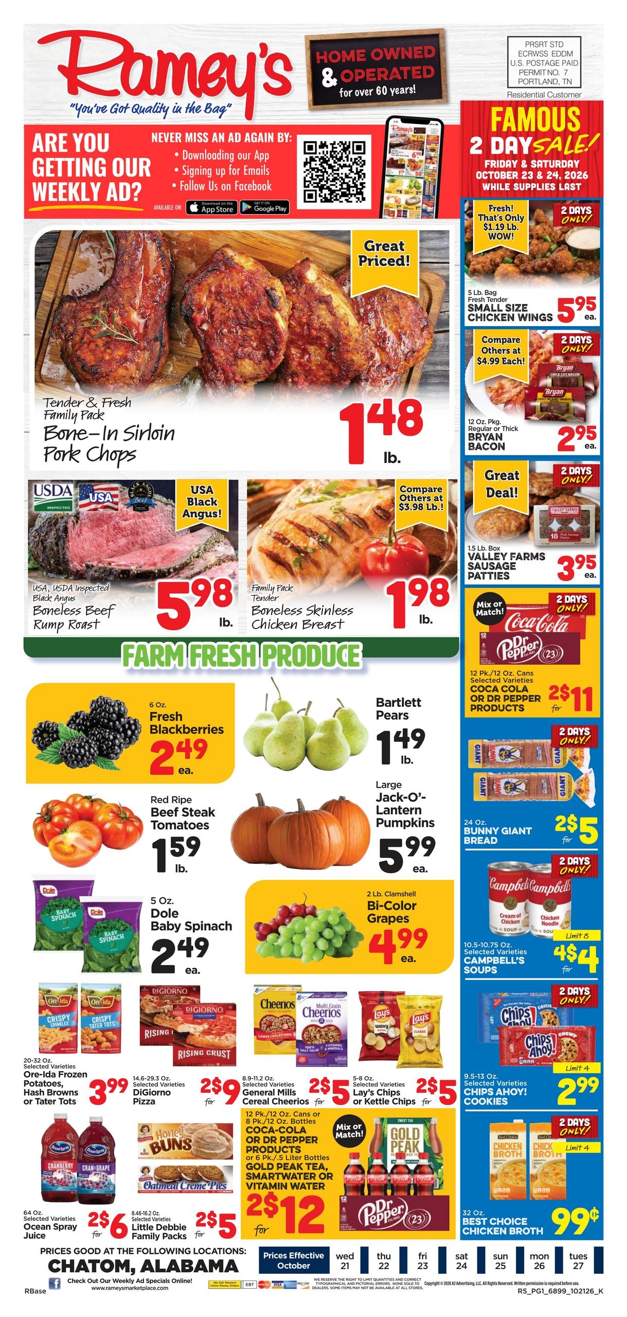 Ramey's (Chatom Area, AL) Weekly Ad October 21 - 27, 2026