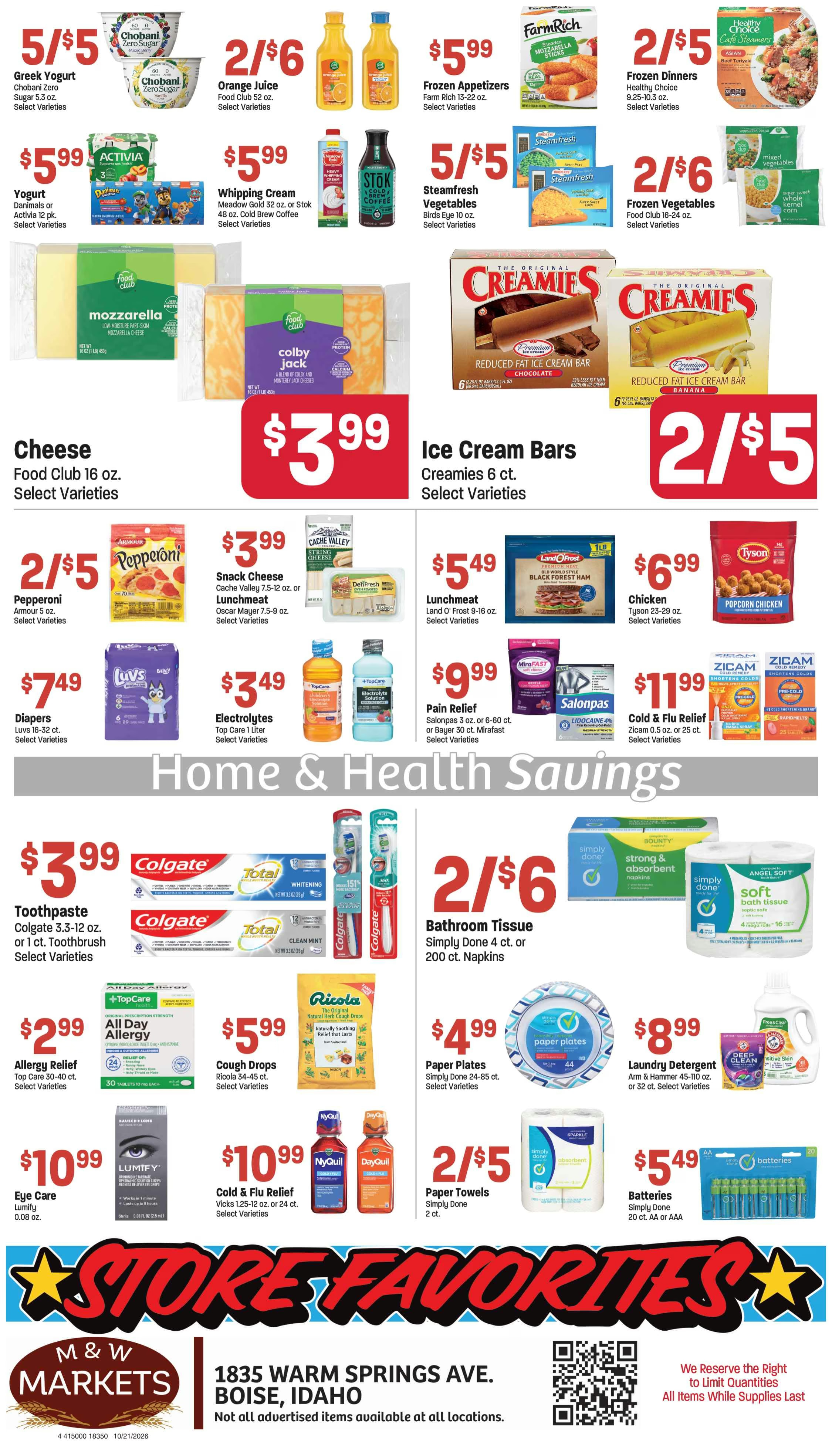 M&W Markets (Boise, ID) Weekly Ad October 21 - 27, 2026
