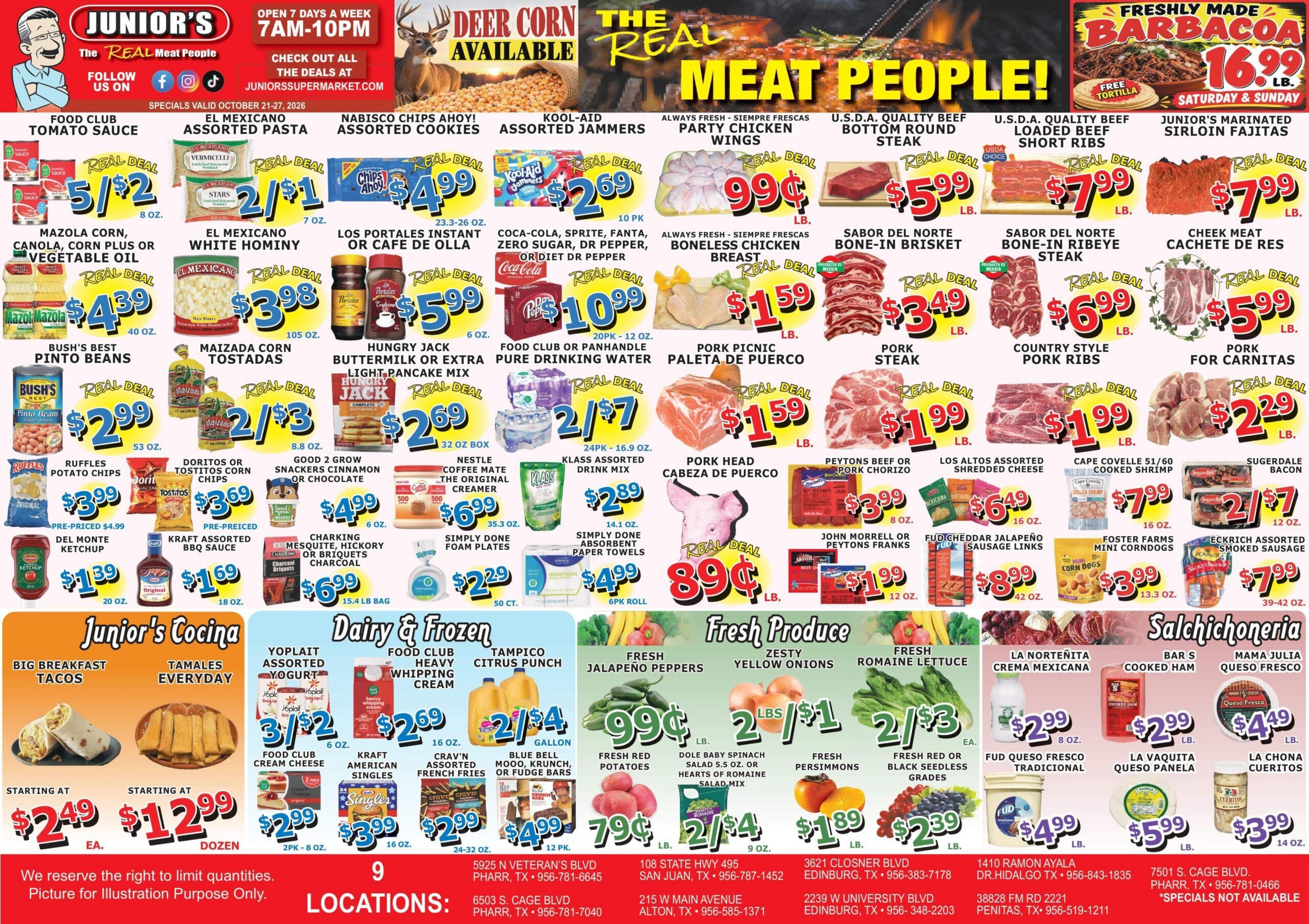 Junior's Supermarket (Edinburg-McAllen Area, TX) Weekly Ad October 21 - 27, 2026