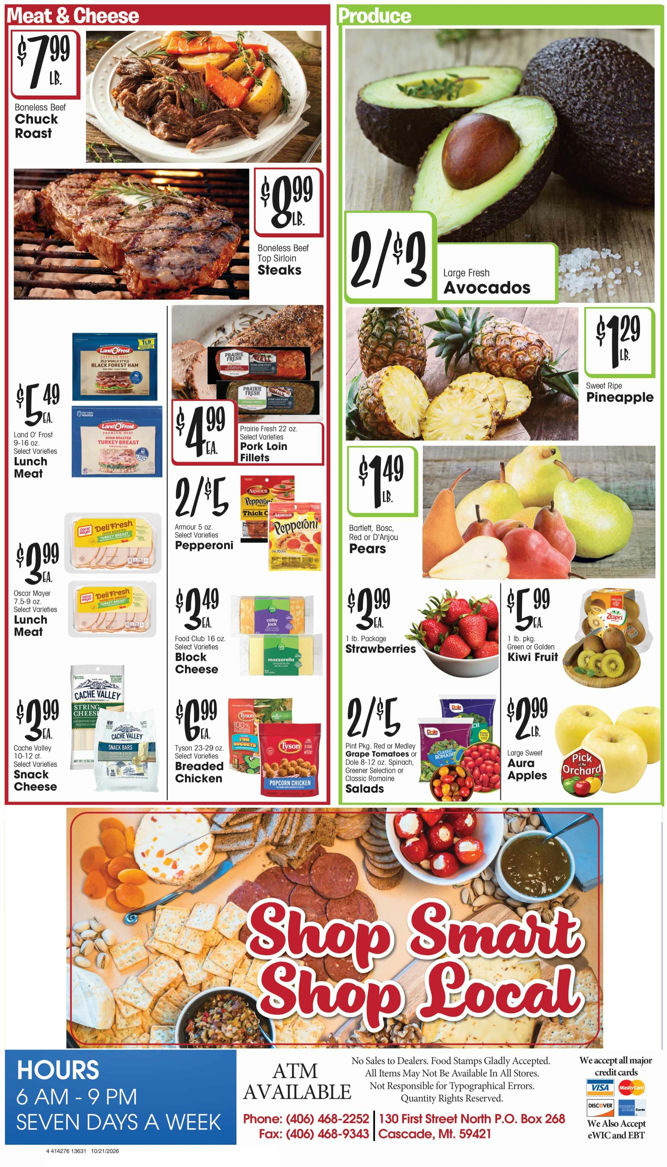 468 Market (130 1st St N, Cascade, MT) Weekly Ad October 21 - 27, 2026