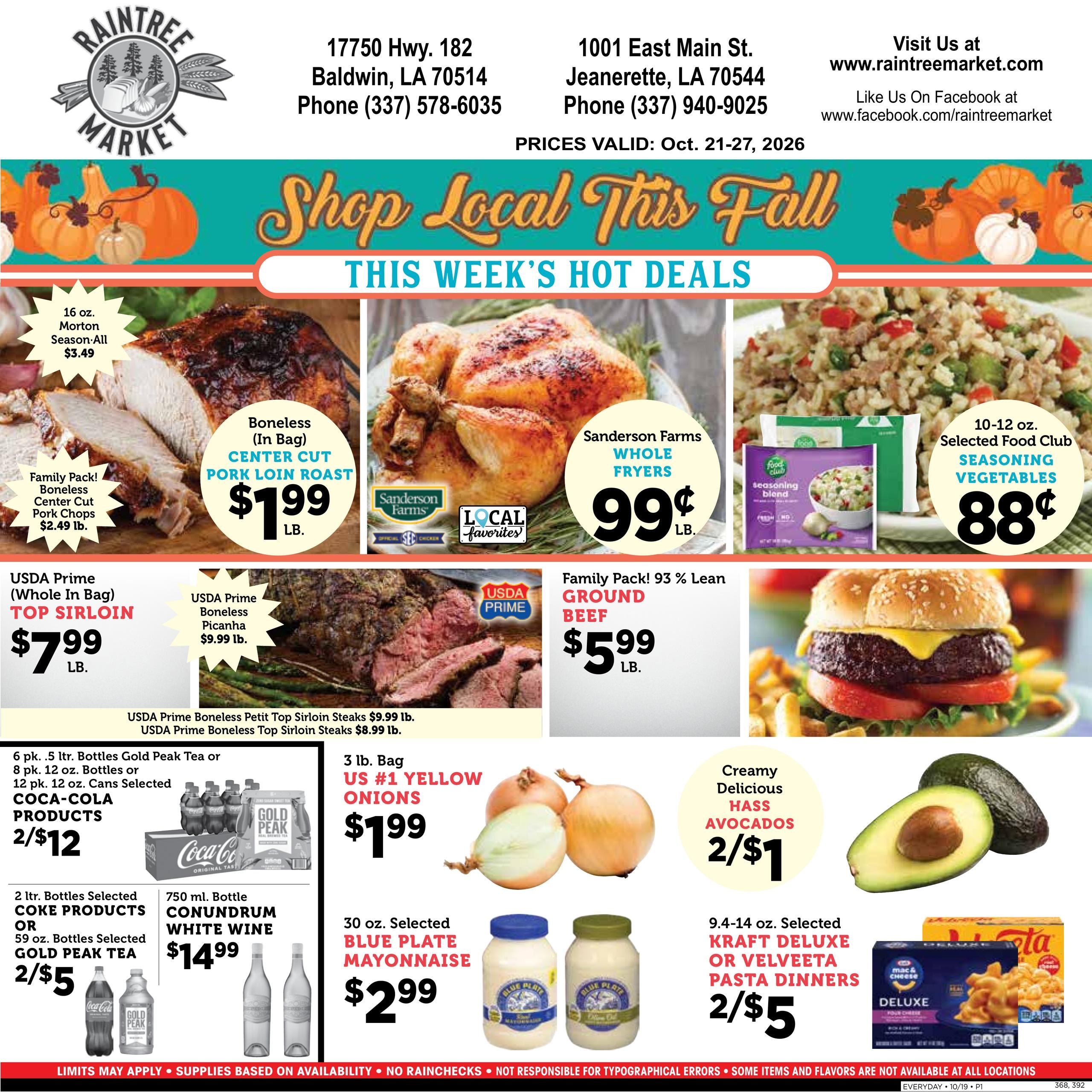 Raintree Market (Patterson Area, LA) Weekly Ad October 21 - 27, 2026