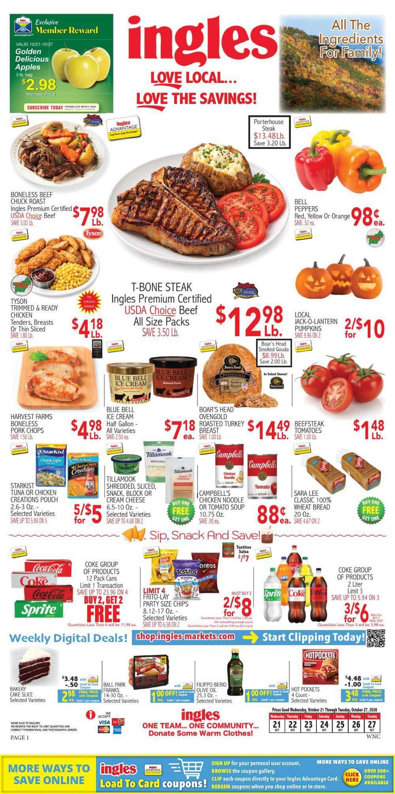 Ingles Markets (Bryson City-Whittier Area, NC) Weekly Ad October 21 - 27, 2026