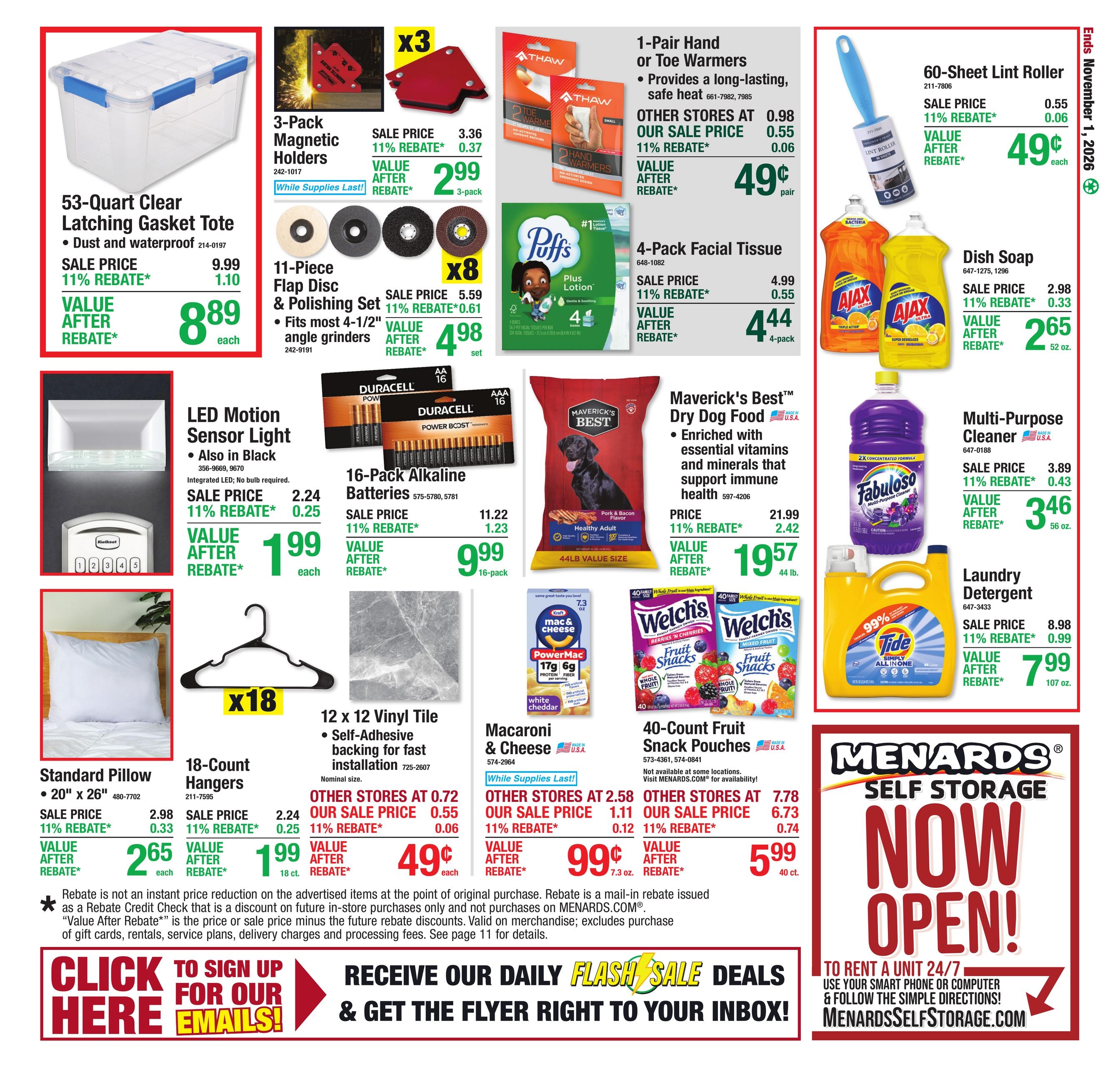 Menards (Ashley Area, ND) 11% Rebate Sale Weekly Ad October 21 - November 1, 2026