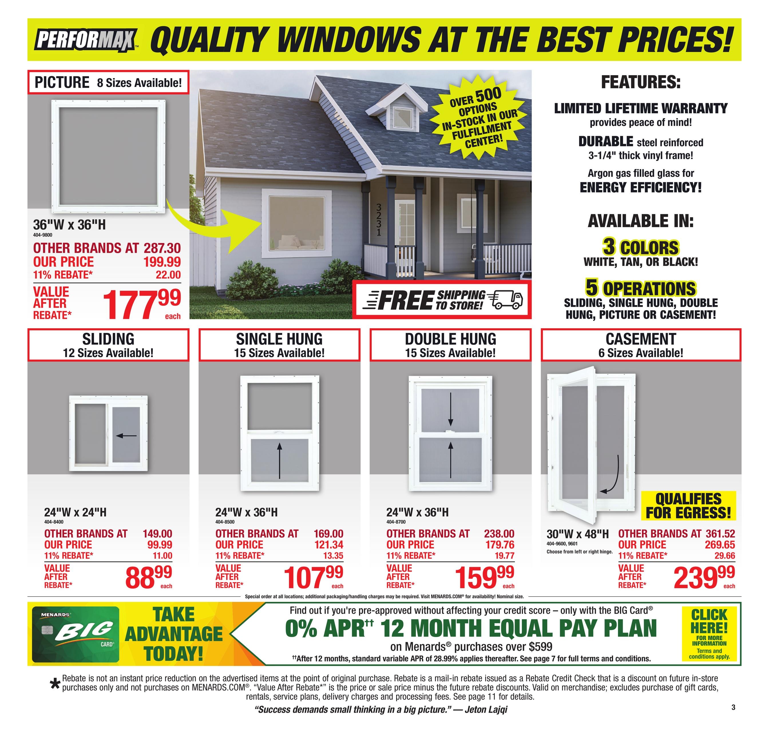 Menards (Ashley Area, ND) 11% Rebate Sale Weekly Ad October 21 - November 1, 2026