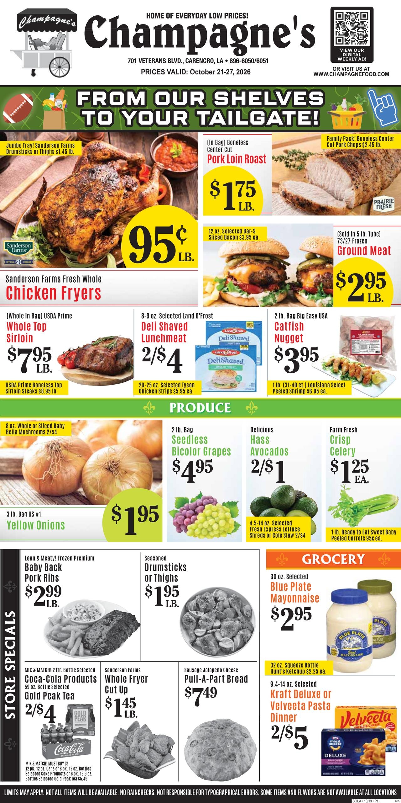 Champagne’s Market (Lafayette Area, LA) Weekly Ad October 21 - 27, 2026