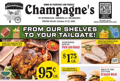 Champagne’s Market (Lafayette Area, LA) Weekly Ad October 21 - 27, 2026