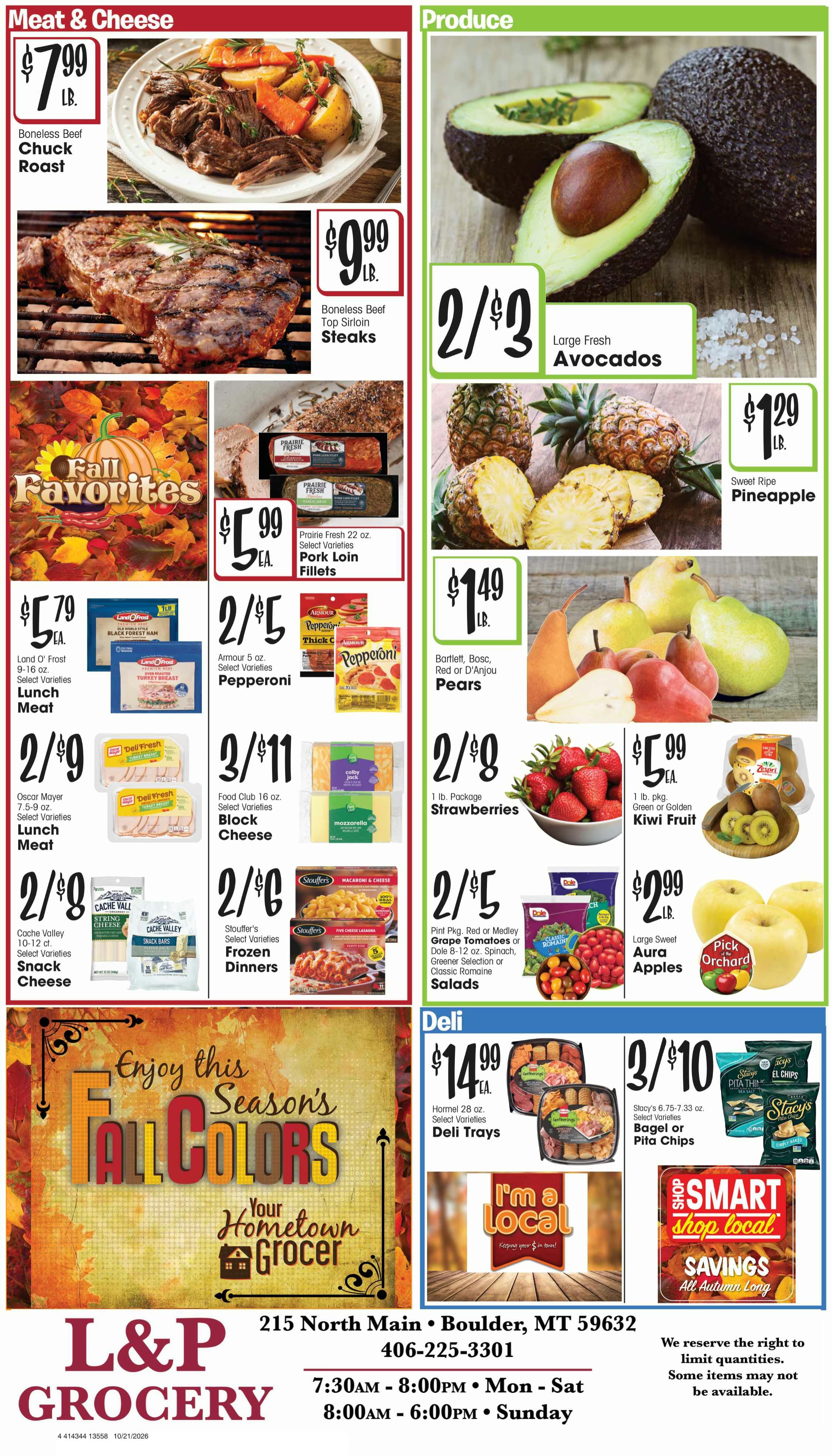 L&P Grocery (215 N Main St, Boulder, MT) Weekly Ad October 21 - 27, 2026