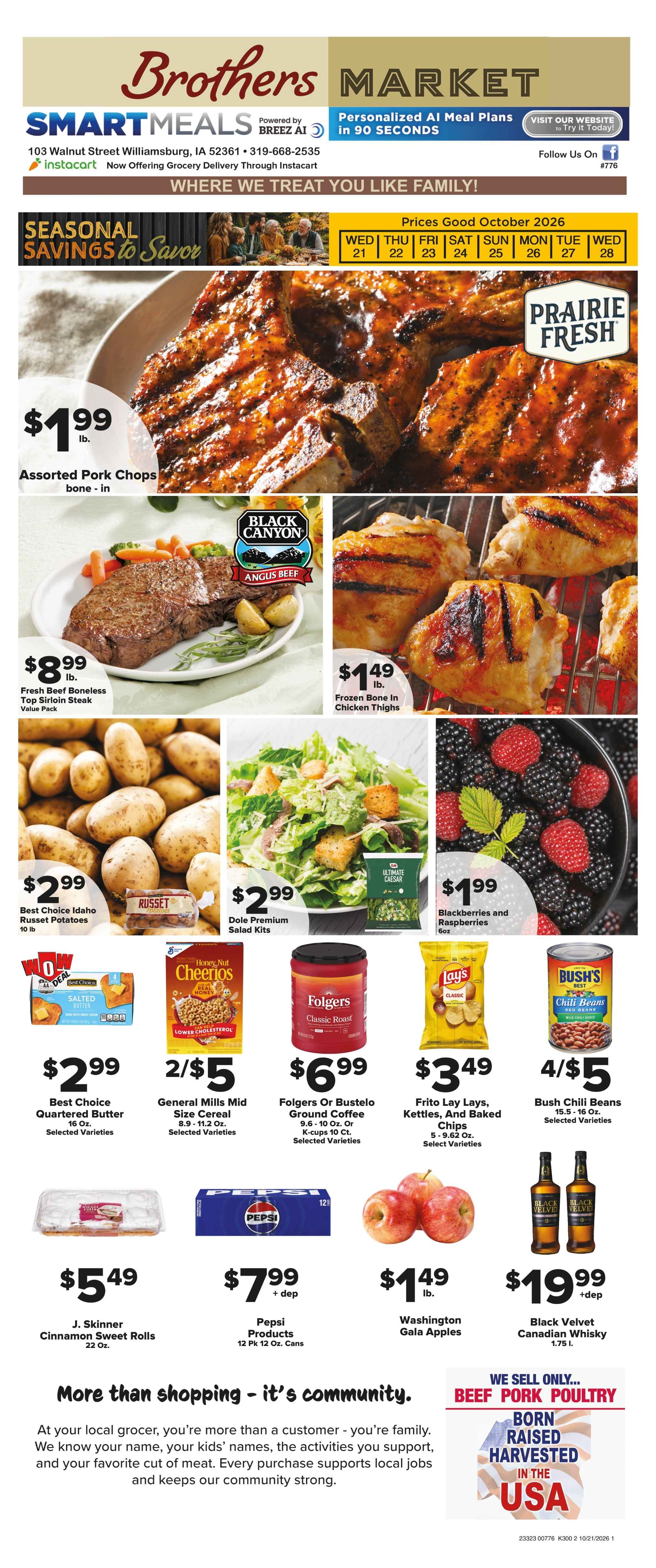 Brothers Market (Williamsburg, IA) Weekly Ad October 21 - 28, 2026