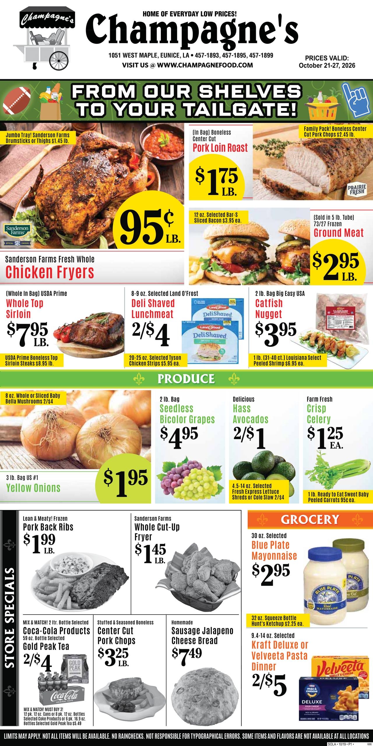 Champagne’s Market (Welsh Area, LA) Weekly Ad October 21 - 27, 2026
