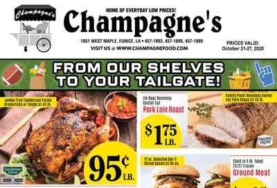 Champagne’s Market (Welsh Area, LA) Weekly Ad October 21 - 27, 2026