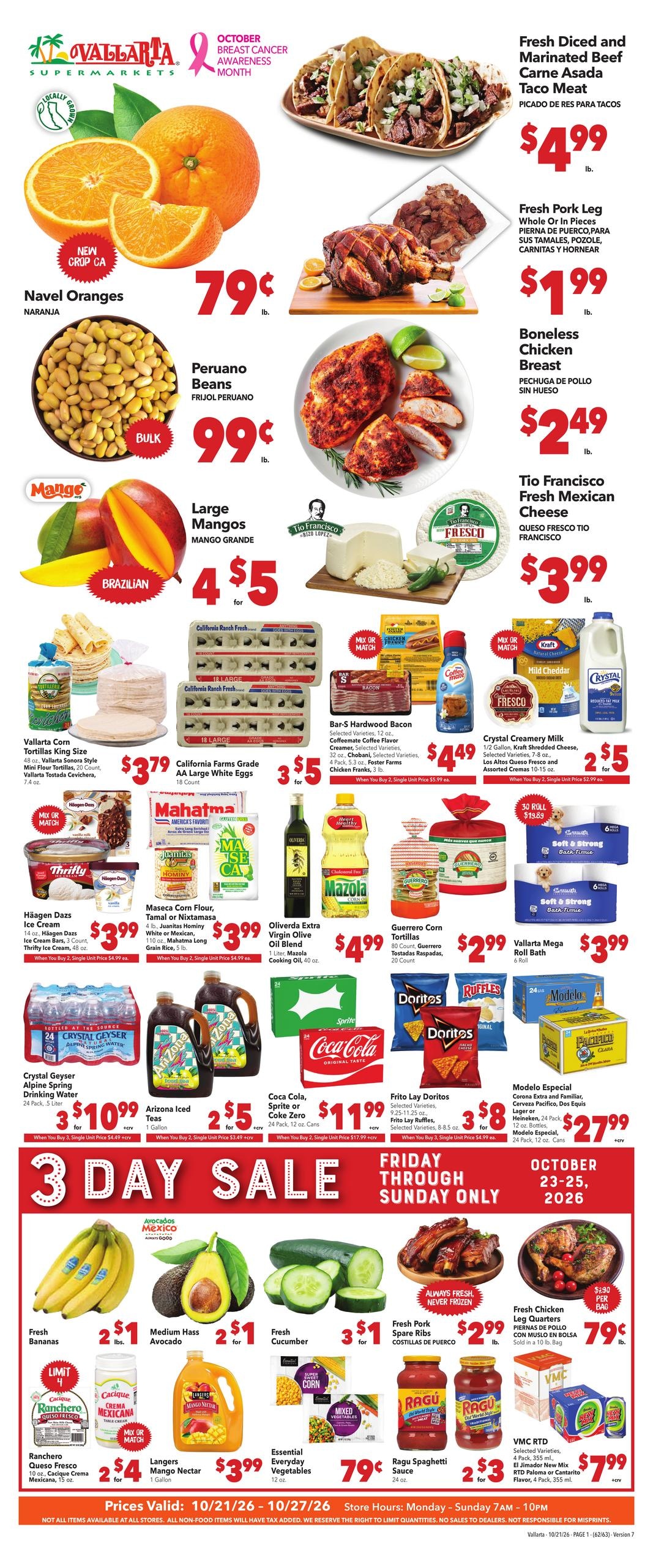 Vallarta Supermarkets (Modesto Area, CA) Grocery Savings Weekly Ad October 21 - 27, 2026