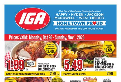 Cox Foods IGA Weekly Ad October 26 - November 1, 2026