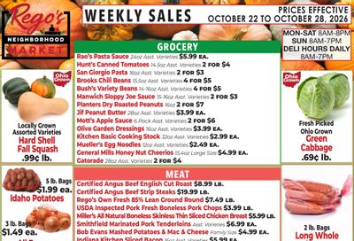 Rego's Neighborhood Market Weekly Ad October 22 - 28, 2026