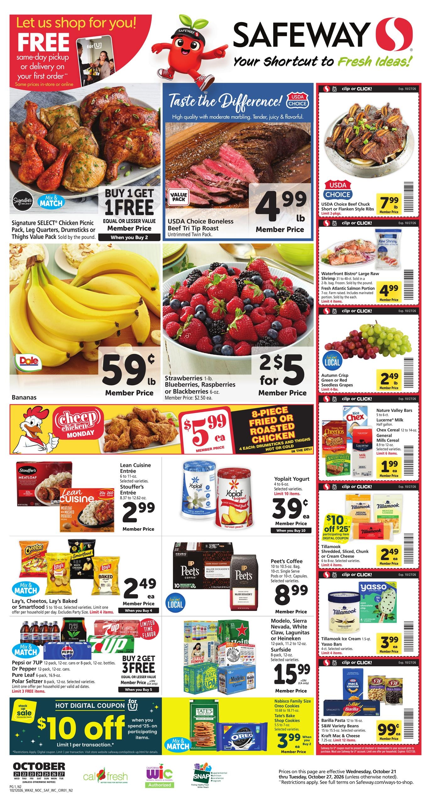 Safeway (Fairfield Area, CA) Weekly Ad October 21 - 27, 2026