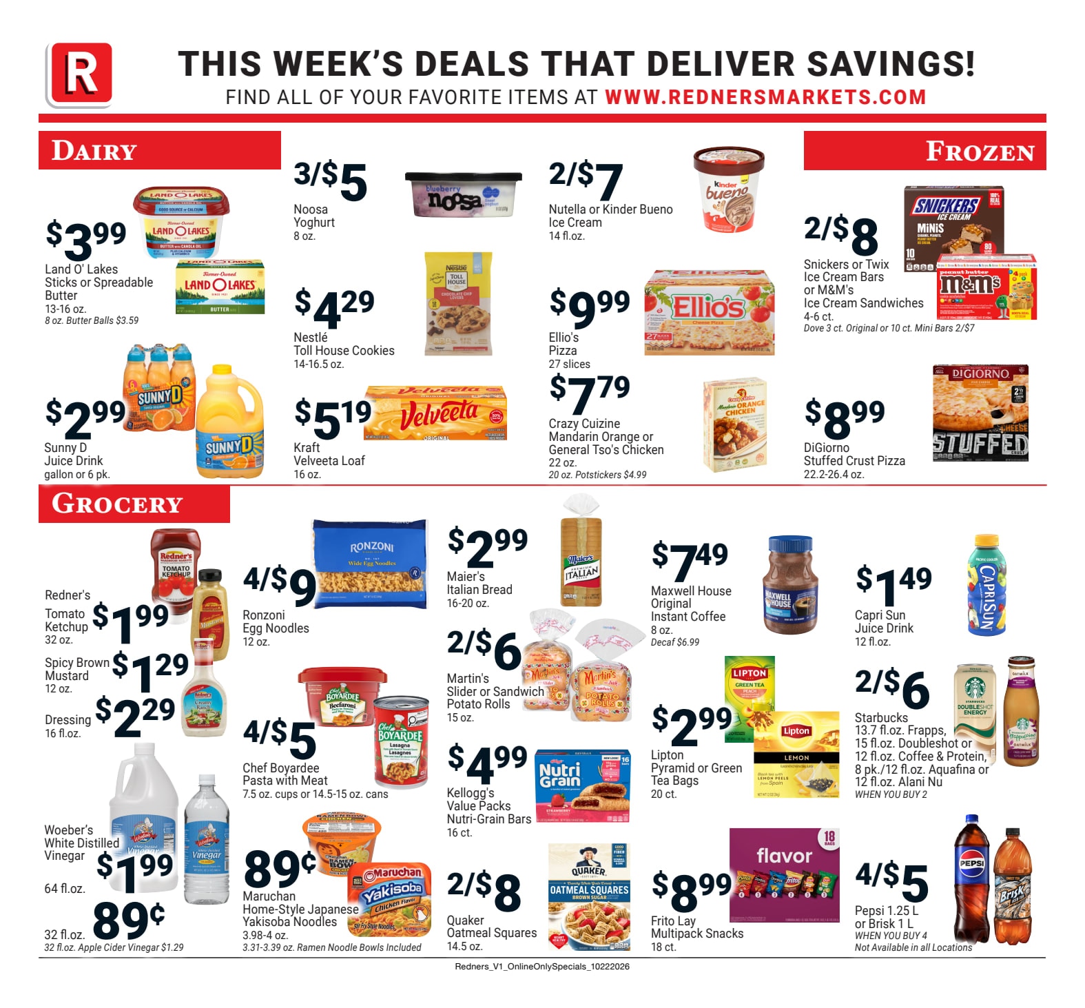 Redner's Markets (Ephrata and other locations, PA) Weekly Ad October 22 - 28, 2026