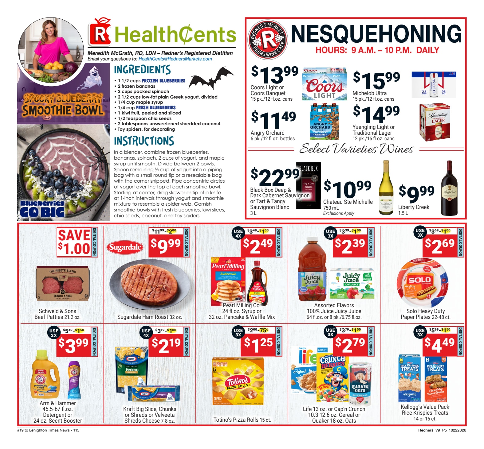 Redner's Markets (Nesquehoning, PA) Weekly Ad October 22 - 28, 2026
