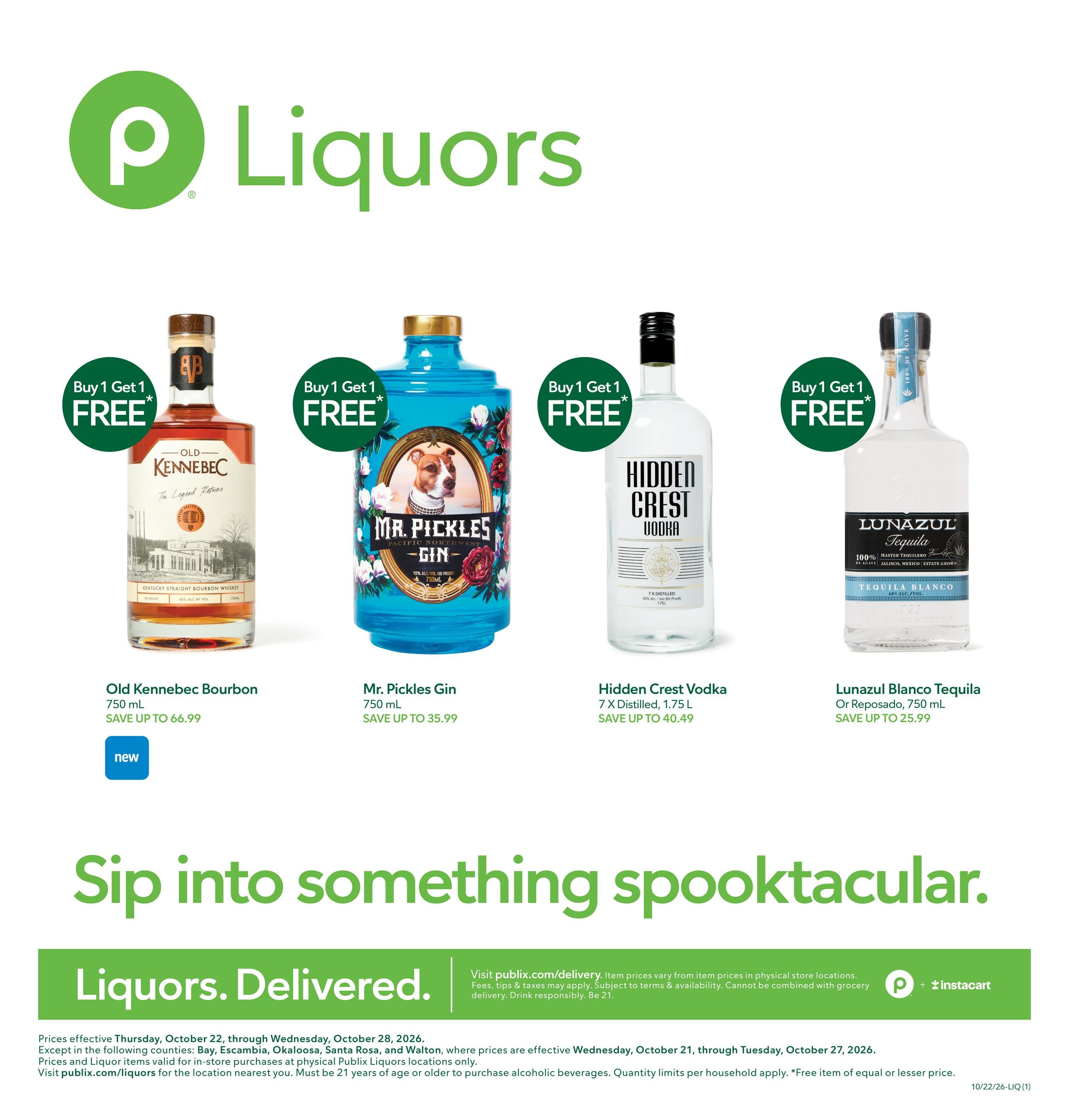 Publix Liquors Liquor Weekly Ad October 22 - 28, 2026