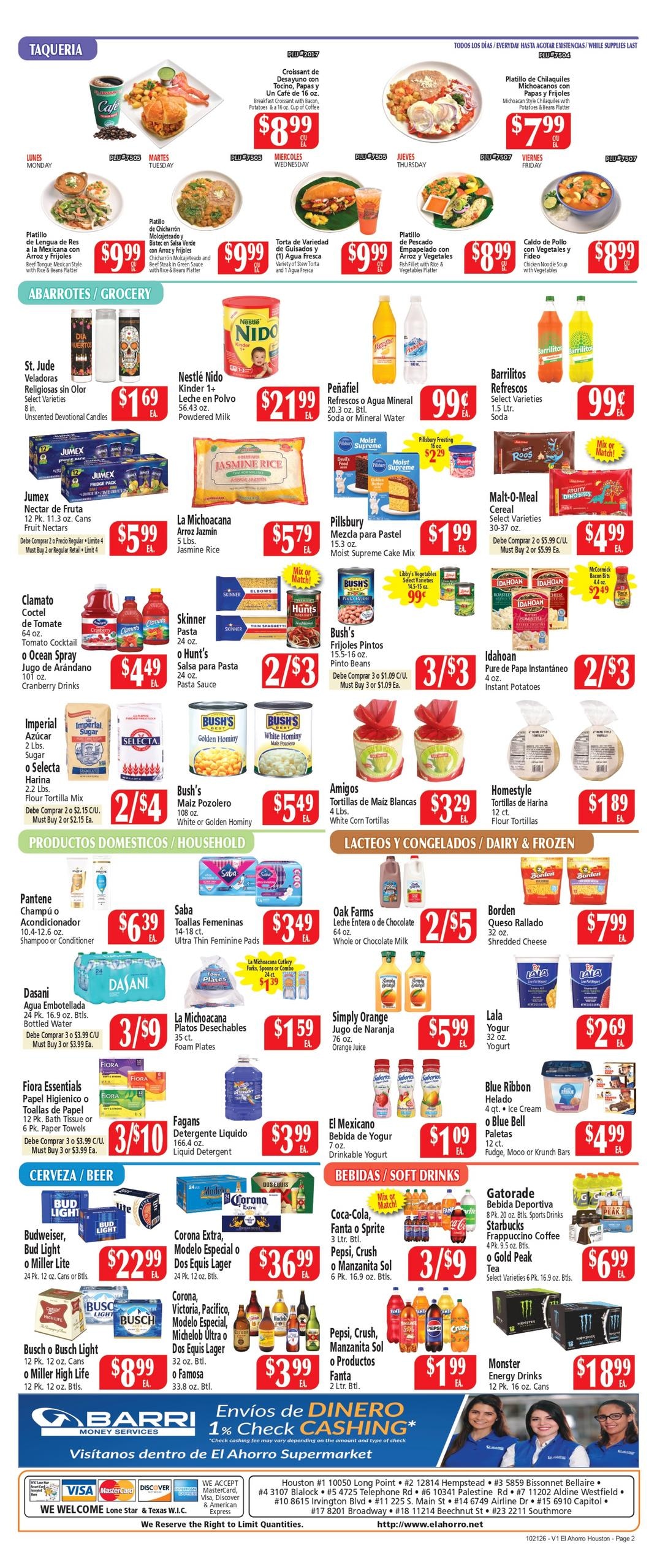 El Ahorro Supermarket (Bellaire Area, TX) Weekly Ad October 21 - 27, 2026