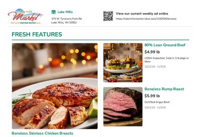 Lake Mills Market (Lake Mills, WI) Weekly Ad October 21 - November 3, 2026