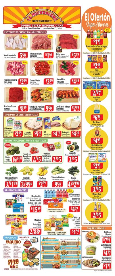 El Ahorro Supermarket (Grand Prairie-Irving Area, TX) Weekly Ad October 21 - 27, 2026