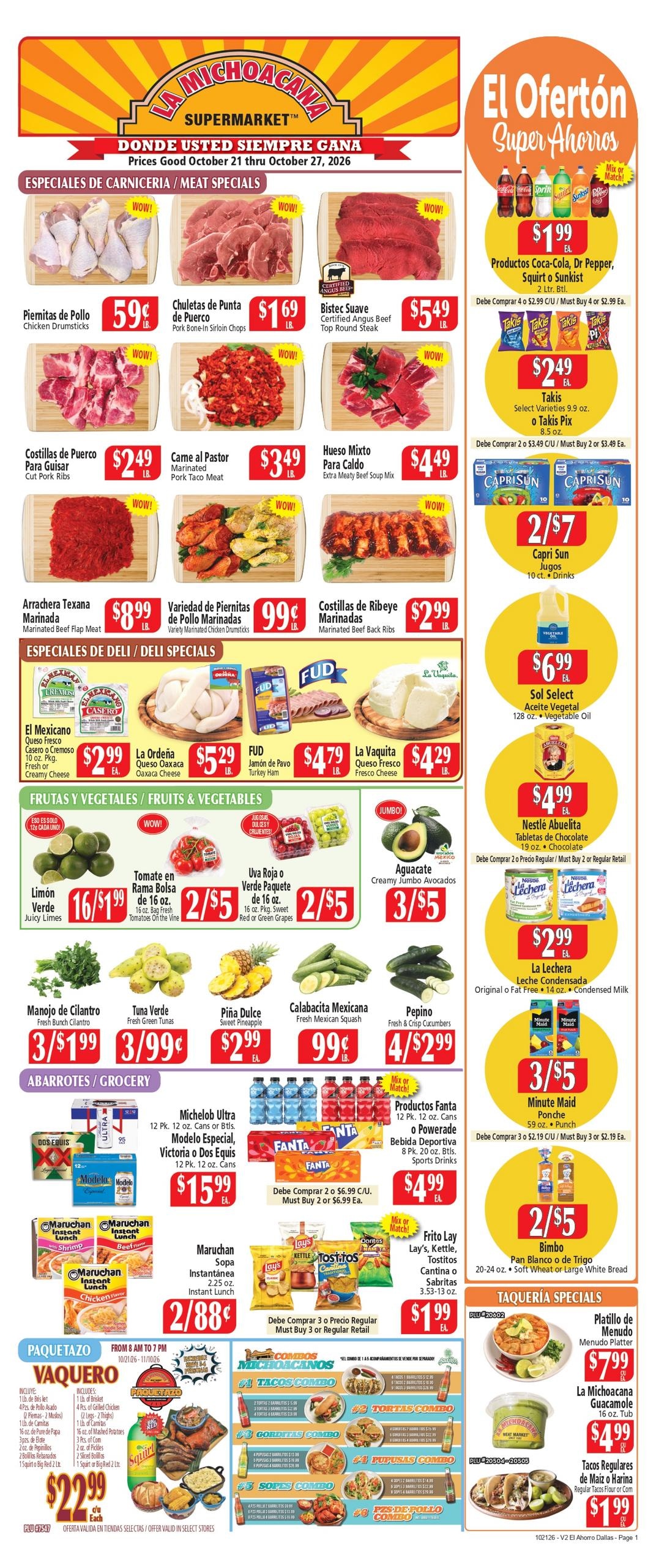 El Ahorro Supermarket (Grand Prairie-Irving Area, TX) Weekly Ad October 21 - 27, 2026