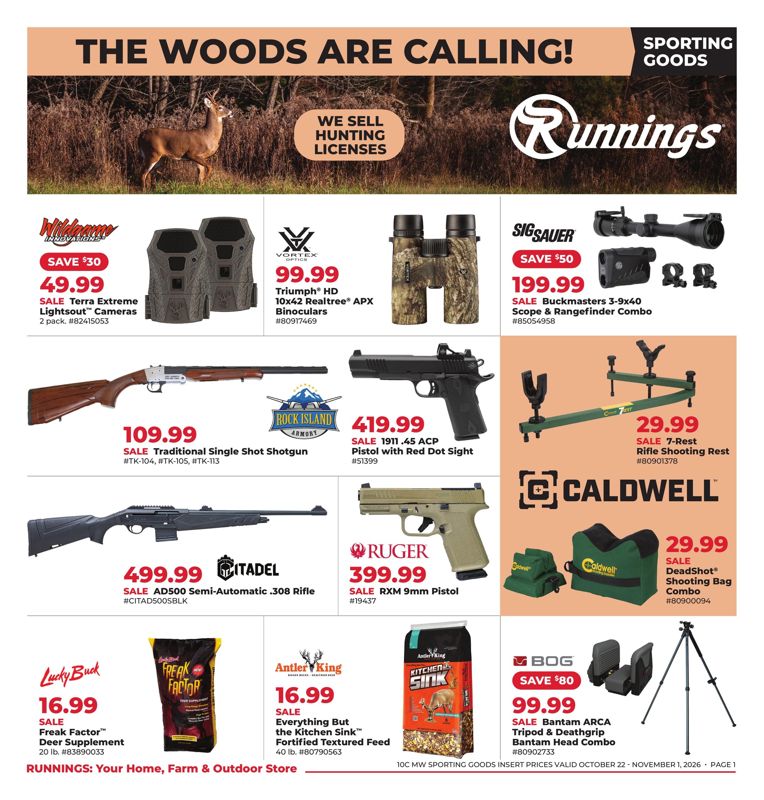 Runnings The Woods Are Calling! Weekly Ad October 22 - November 1, 2026