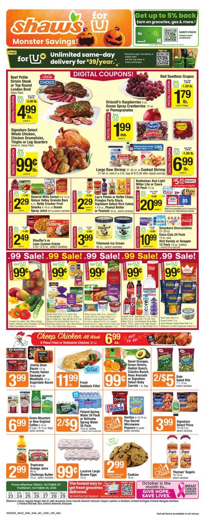 Shaw's (Orono-Southwest Harbor Area, ME) Weekly Ad October 23 - 29, 2026
