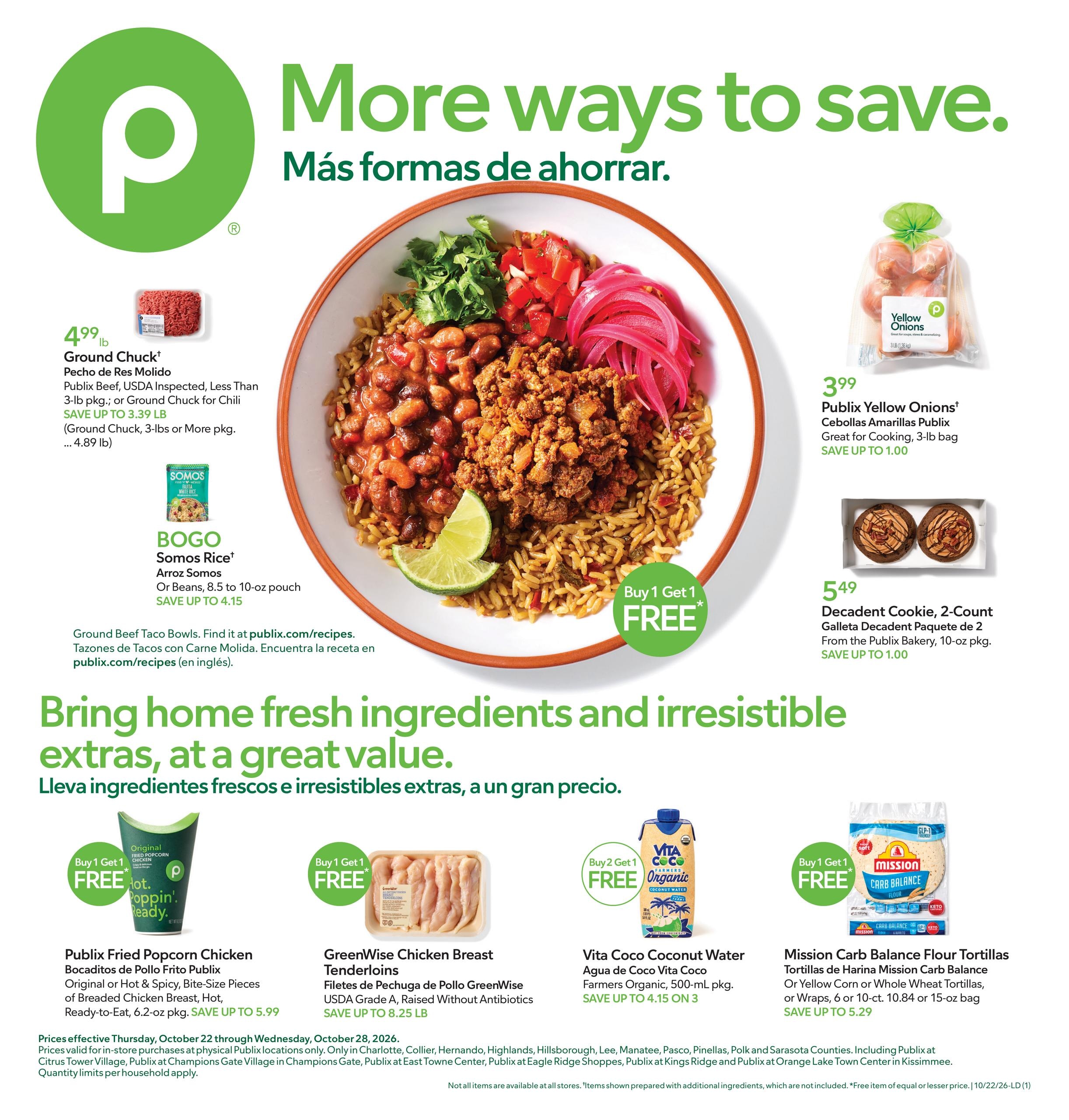 Publix (Fort Myers Area, FL) Anuncio Semanal Español Weekly Ad October 22 - 28, 2026