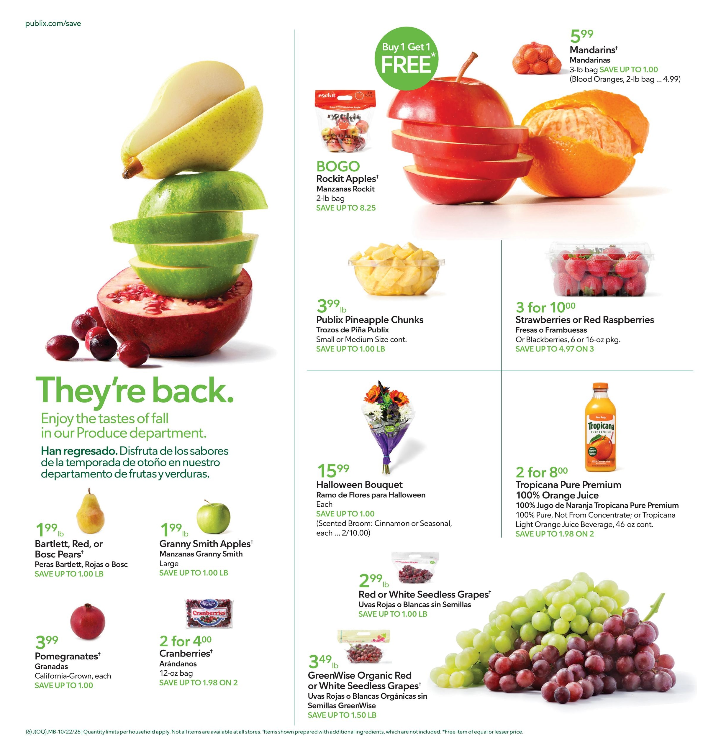 Publix (Boca Raton Area, FL) Anuncio Semanal Español Weekly Ad October 22 - 28, 2026