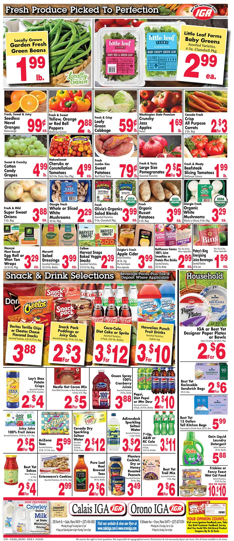 Calais IGA Weekly Ad October 22 - 28, 2026