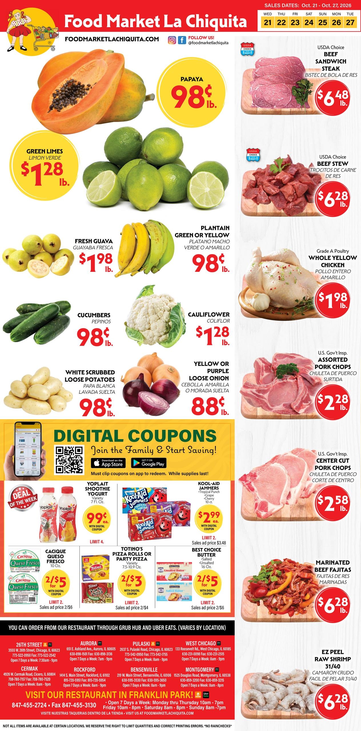 La Chiquita Food Market Weekly Ad October 21 - 27, 2026