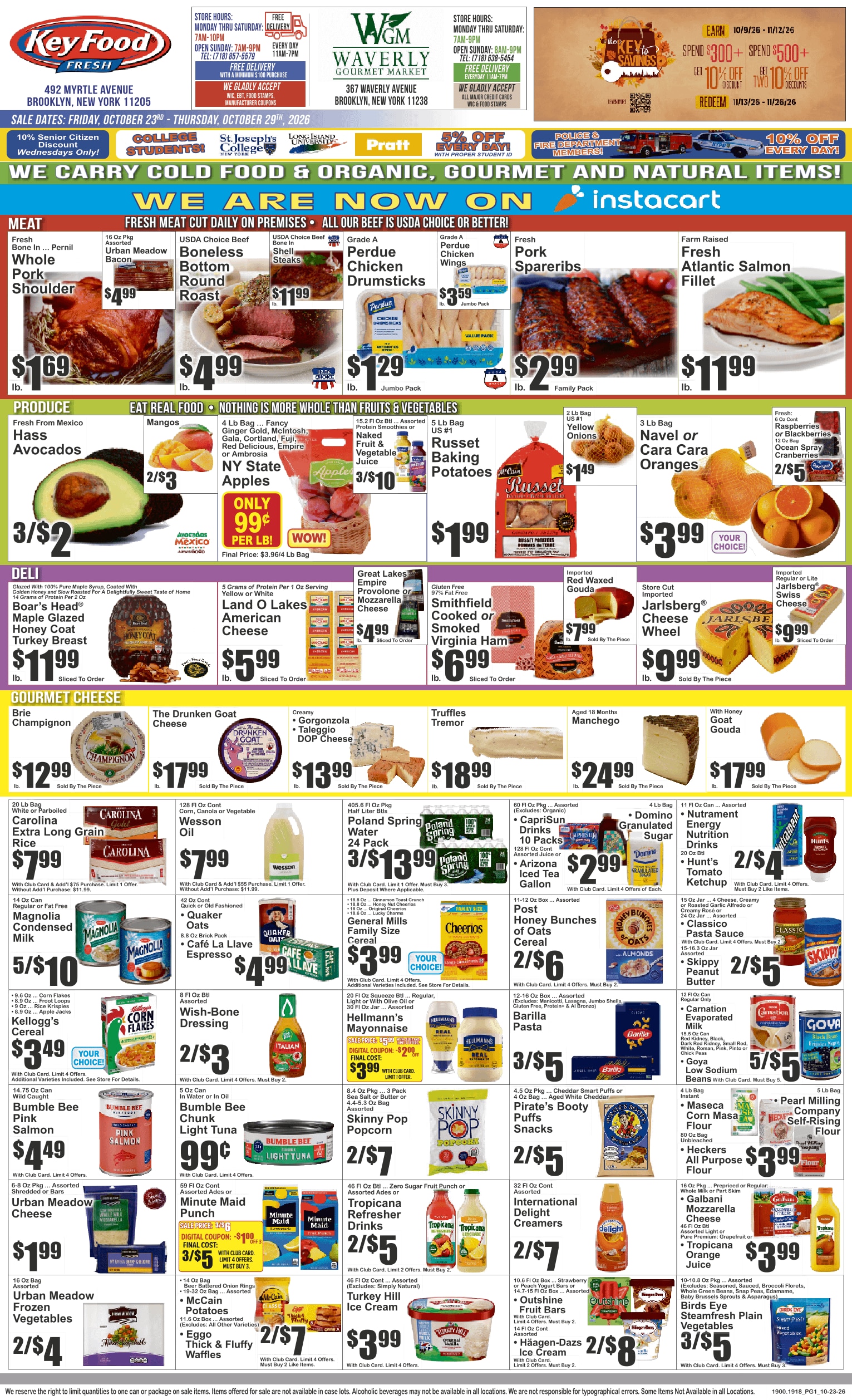 Waverly Gourmet Market (367 Waverly Ave., Brooklyn, NY) Key Food 10/23 - 10/29 Preview Weekly Ad October 23 - 29, 2026
