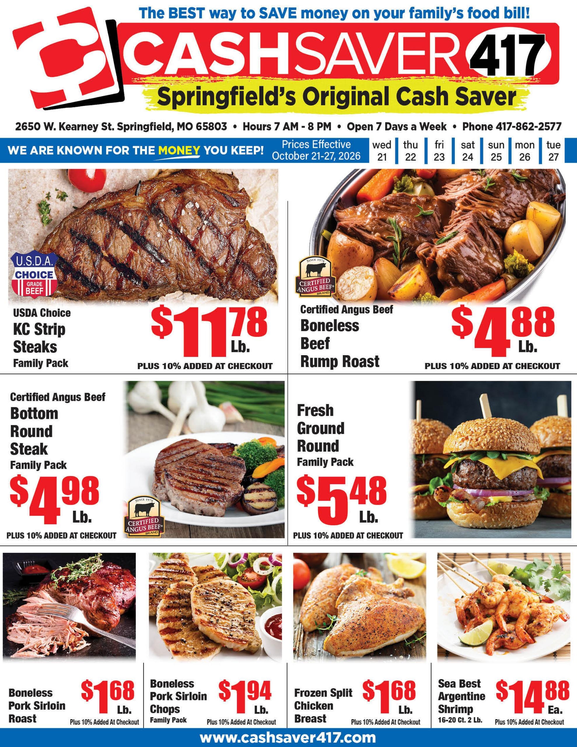 Cash Saver 417 Weekly Ad October 21 - 27, 2026