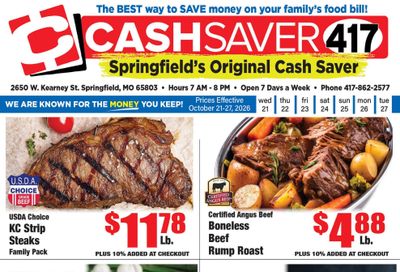 Cash Saver 417 Weekly Ad October 21 - 27, 2026