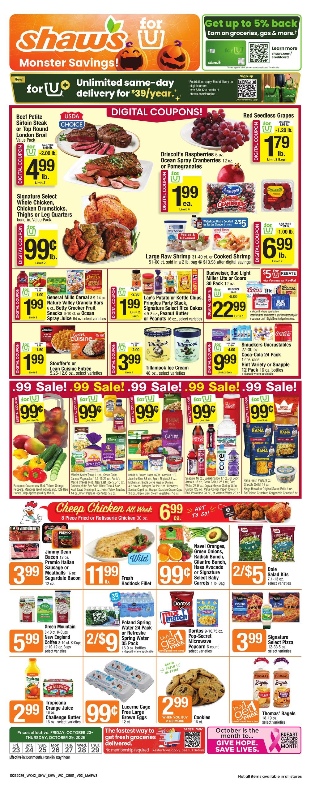 Shaw's (New Bedford Area, MA) Weekly Ad October 23 - 29, 2026