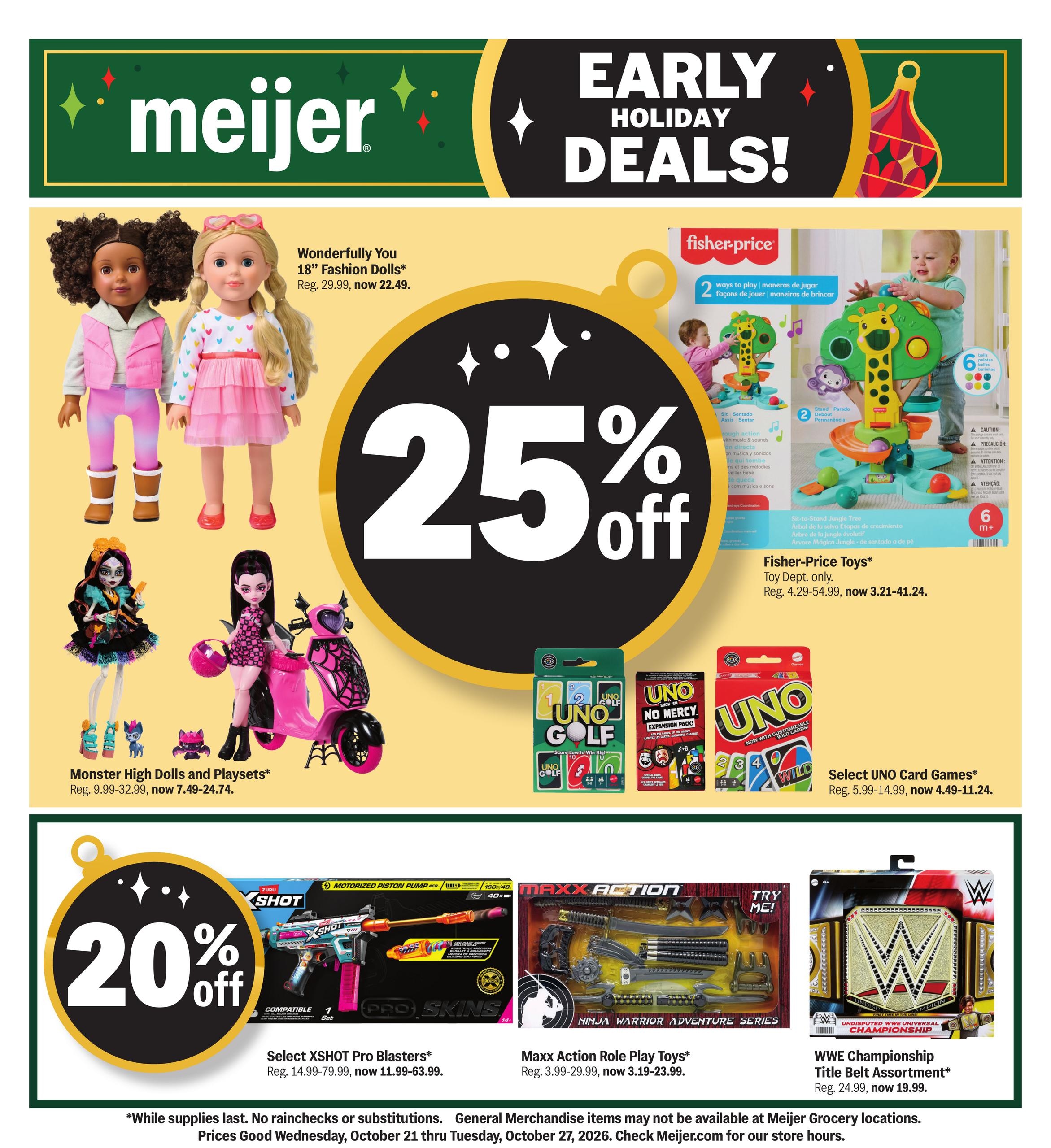 Meijer early holiday deals! Weekly Ad October 21 - 27, 2026
