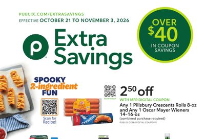 Publix Extra Savings Weekly Ad October 21 - November 3, 2026