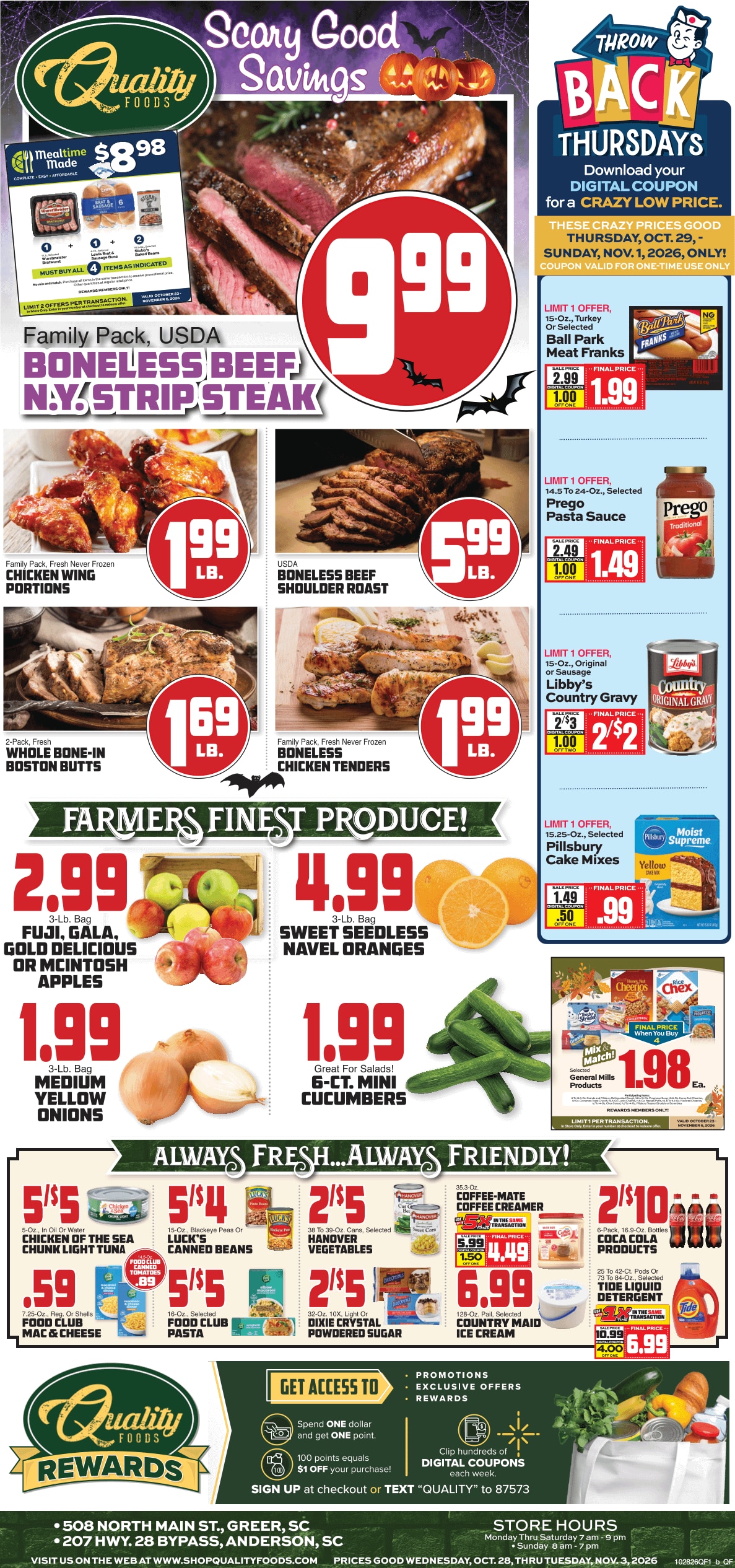 Quality Foods (Anderson and Greer, SC) Weekly Ad October 28 - November 3, 2026