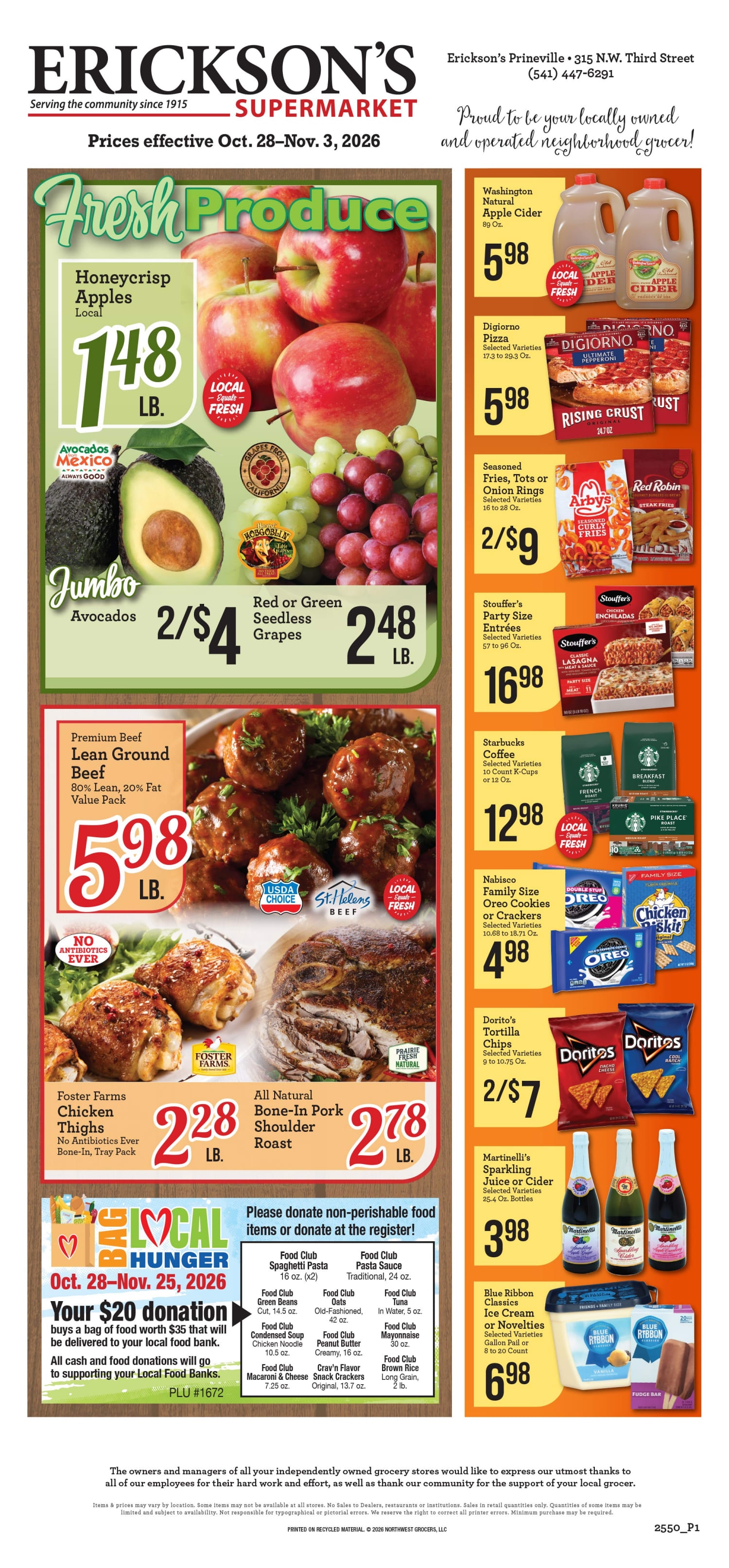 Erickson's Thriftway Weekly Ad October 28 - November 3, 2026
