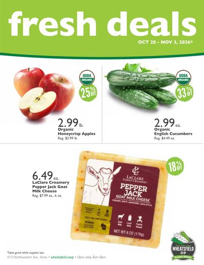 Wheatsfield Co-op Fresh Deals Weekly Ad October 28 - November 3, 2026