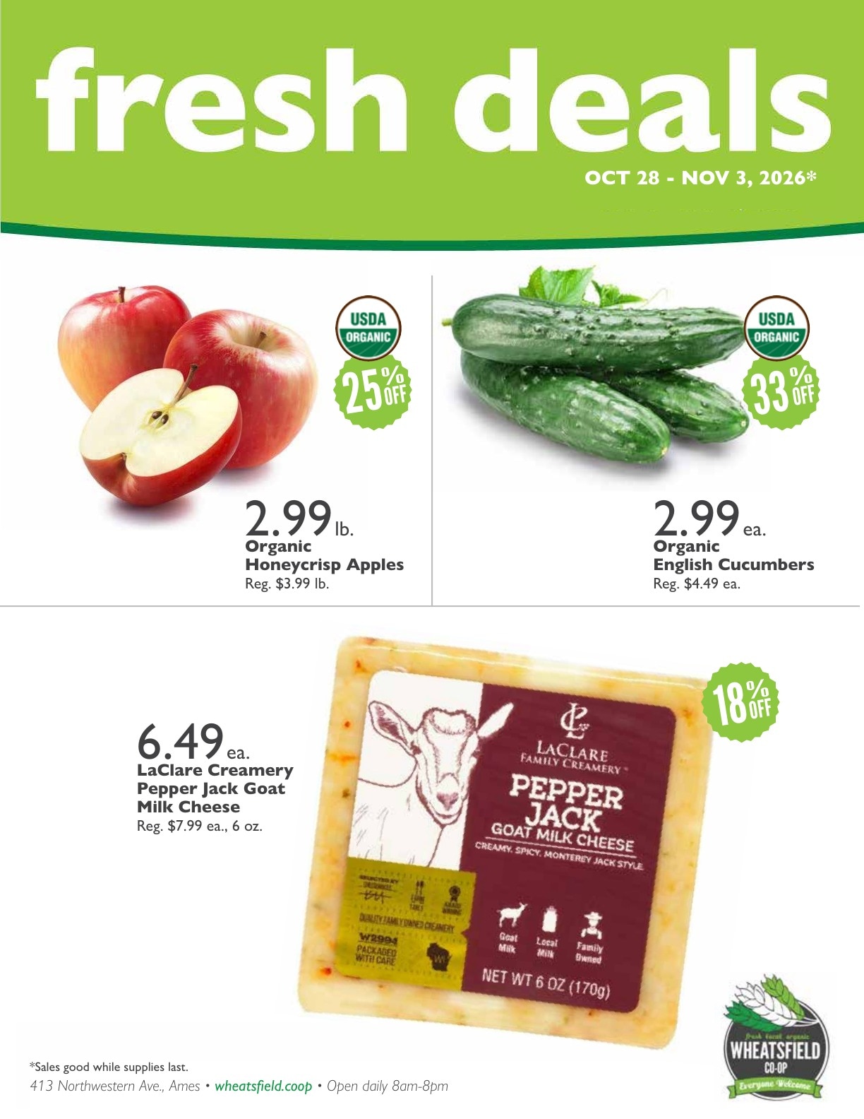 Wheatsfield Co-op Fresh Deals Weekly Ad October 28 - November 3, 2026