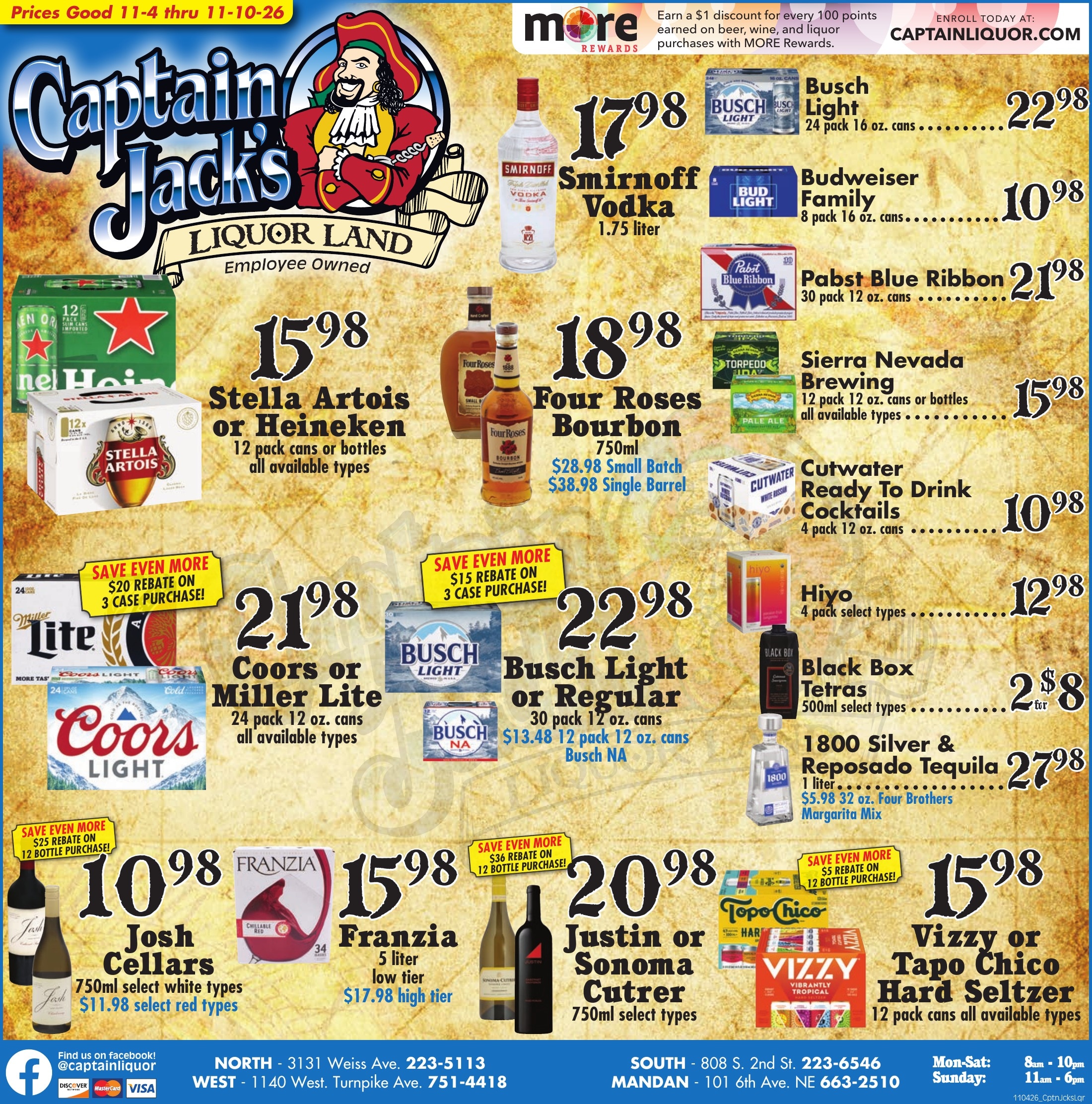 Captain Jack's Liquor Land Weekly Ad November 4 - 10, 2026