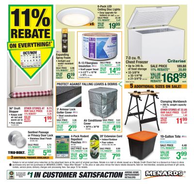 Menards (Grand Rapids-Westphalia Area, MI) 11% Rebate Sale Weekly Ad October 29 - November 8, 2026