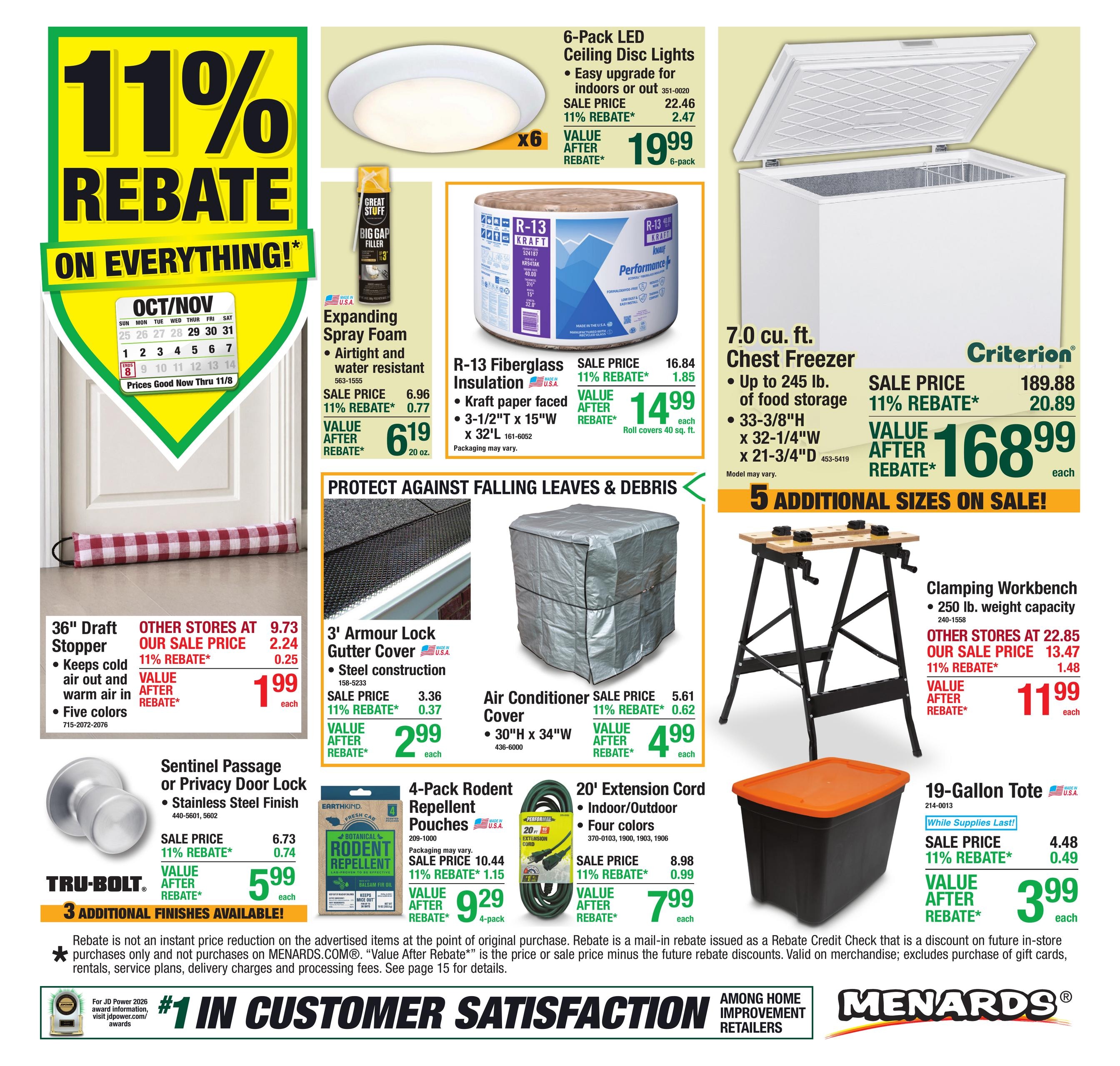 Menards (Haslett Area, MI) 11% Rebate Sale Weekly Ad October 29 - November 8, 2026