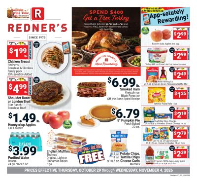 Redner's Markets (Schuylkill Haven, PA) Weekly Ad October 29 - November 4, 2026