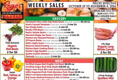 Rego's Neighborhood Market Weekly Ad October 29 - November 4, 2026