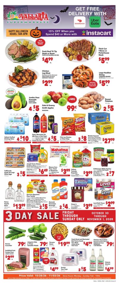 Vallarta Supermarkets (Wasco Area, CA) Grocery Savings Weekly Ad October 28 - November 3, 2026