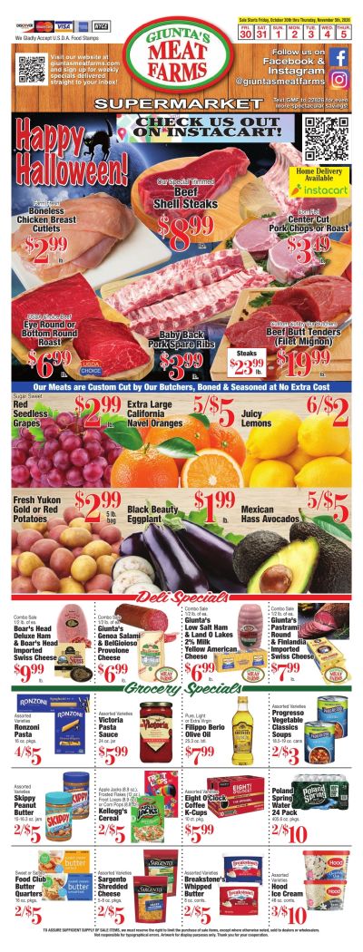 Giunta's Meat Farms Weekly Ad October 30 - November 5, 2026